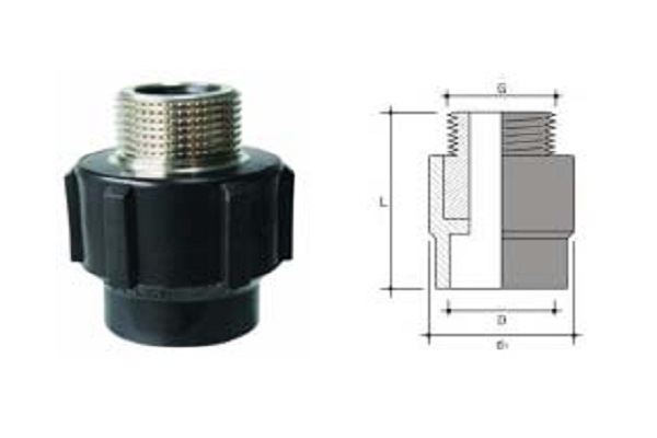 HDPE Hàn Nối Trong Măng Sông Ren Ngoài D32x1"